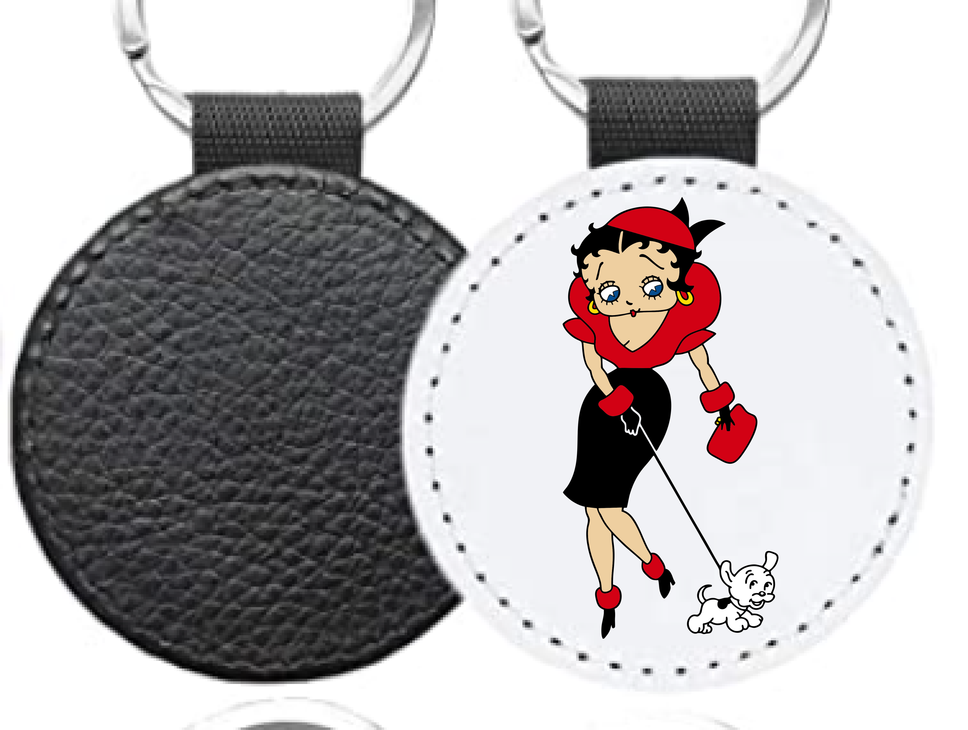 Betty Boop Circle Leather Keychain